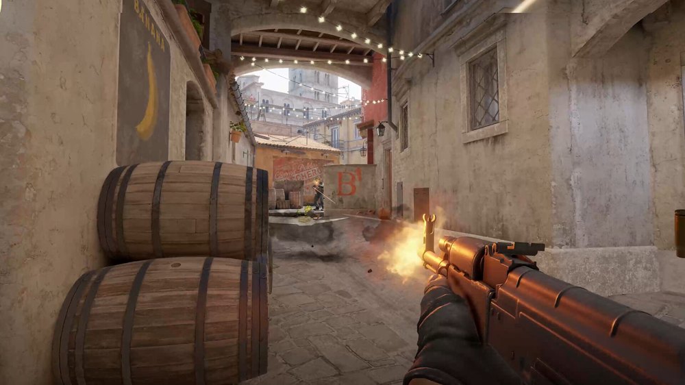 Firing beside barrels in Counter-Strike 2